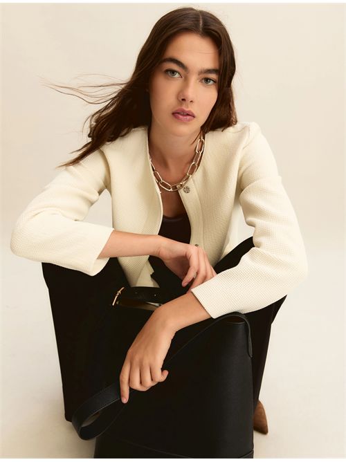 Giacca corta in stuoia - BIANCO LANA EMME MARELLA | EMMMOLI555/001